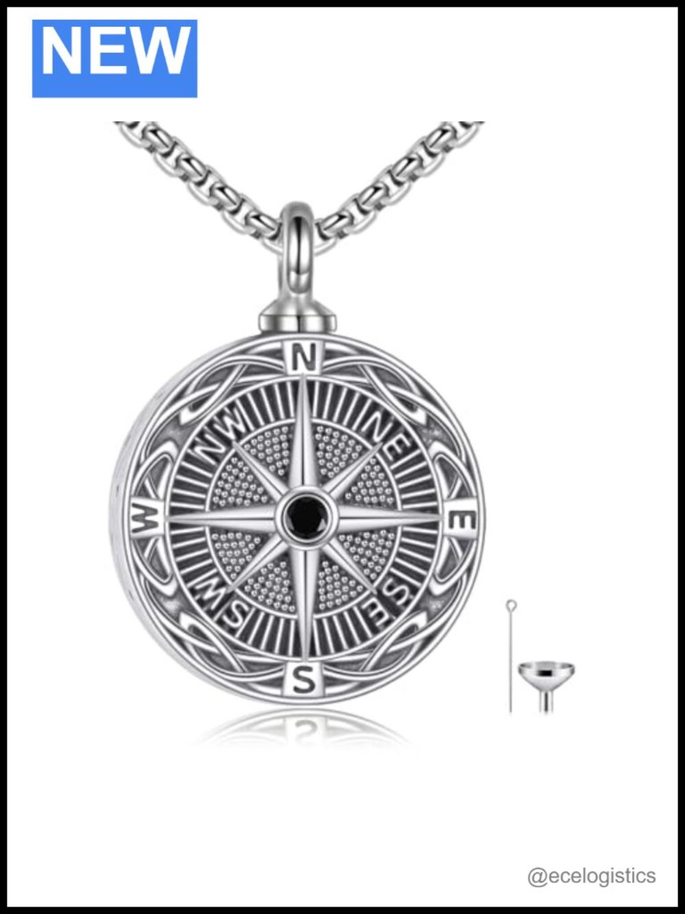 Sterling Silver Compass Urn Necklace for Ashes Cremation Jewelry Memorial